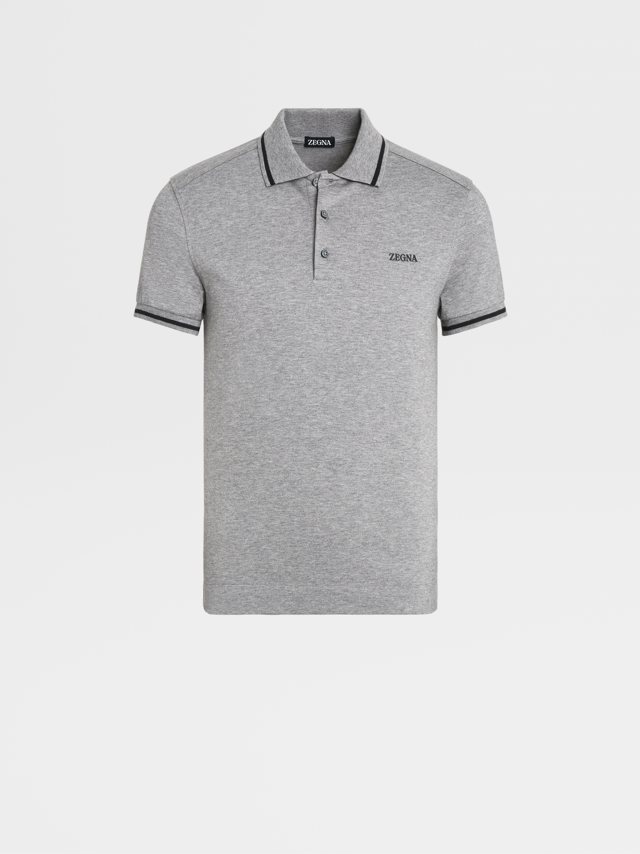 麻灰色弹力棉质短袖 Polo 衫